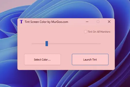 Red Screen Tint with Tint Screen Color Utility
